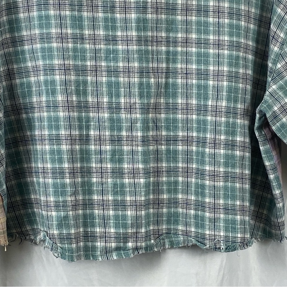 Nectar Clothing Women’s Plaid Patchwork Long Sleeve Cropped Shirt Size Small - Picture 14 of 16
